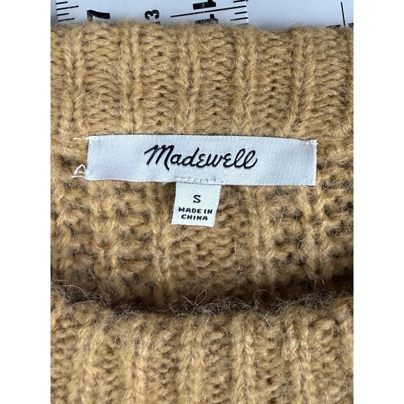 Madewell Charley Alpaca Blend Sweater Pointelle‎ Pullover Knit Tan Womens Small - Picture 3 of 6